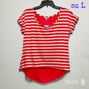 sz L - NWT Bongo Striped Hi Lo Top w/ Bow Detail